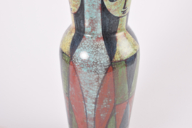 Marianne Starck for MA&S (Michael Andersen & Søn) Tall Vase with Figurative Decor in Persia Glaze, Danish Ceramic 1960s