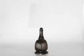 Danish Art Deco Just Andersen Table Lamp of Disco Metal with New Shade, 1930s