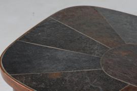 Paul Kingma Style Coffee Table of Dark Stained Oak with Slate Table Top Denmark 1980s