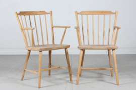 Børge Mogensen Style Pair of Windsor Armchairs of Beech Wood, Denmark 1970s. Danish Modern Furniture.