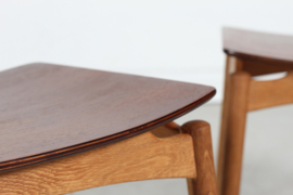 Danish Modern Pair of Stools of Teak and Oak by Ølholm Møbelfabrik, Denmark 60s. Mid-century Furniture