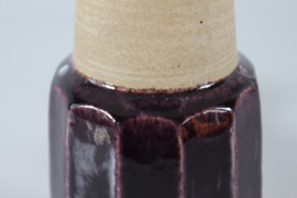 Herman A. Kähler Table Lamp with Dark Purple Glaze and New Shade, Mid-century Denmark 1960s.