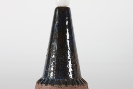 Brutalist Unic Sejer Studio Danish Ceramic Table Lamp Dark Blue with New Shade, Mid-century