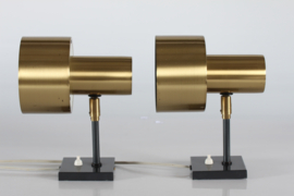 Danish Jo Hammerborg Pair of Bedroom Wall Lights/Wall Sconces Model "CORDA" of Brass by Fog & Mørup, 1960s. Mid-century Danish Lightning