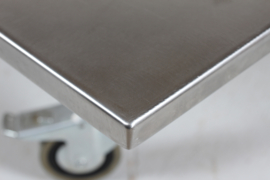 Danish Modern Custom Made Square Steel Coffee Table on Wheels Denmark 1980s