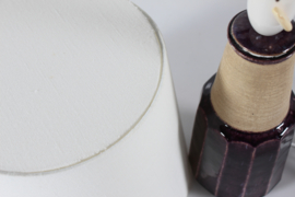 Herman A. Kähler Table Lamp with Dark Purple Glaze and New Shade, Mid-century Denmark 1960s.