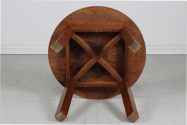 Danish Midcentury Brutalist Round Coffee Table of Solid Oak by Cabinetmaker 1950