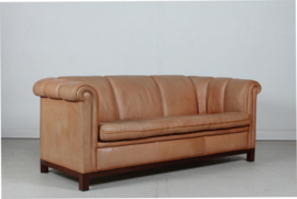 Vintage Chesterfield Sofa/Couch. Frame of Mahogany and Upholstered with Cognac Colored Leather, 1970s Vintage Danish Furniture.