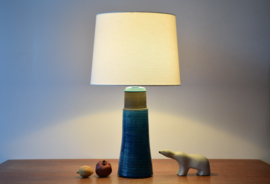 Nils Kähler Very Tall Table Lamp Brown with Turquoise Blue Glaze Danish Mid-century Ceramic Lighting