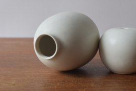 Set of 2 Beige Vases by Preben Brandt-Larsen, Danish Modern Studio Ceramic 1970s