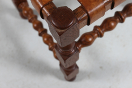 Axel Einar Hjorth style Stool of oak with Cognac Colored Leather Strips by Danish Cabinetmaker 1930s