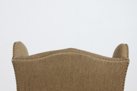 Stunning High Back King Chair of Solid Oak with Greenish Wool Denmark 1930-40. In the  Style of Axel Einar Hjorth/Henning Kjærnulf.