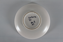 Large Søholm Ceramic Low Bowl/Dish with Graphic Pattern in Bright Colors, 1960s Denmark