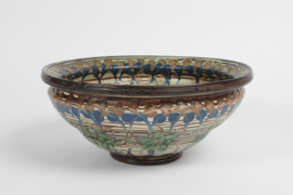 H. A. Kähler Large Bowl with Floral Motif by Jens Thirslund Denmark 1930s. Danish Vintage Ceramic.