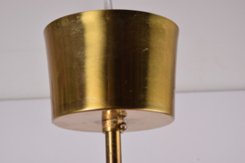 Carl Fagerlund for Orrefors Cylindrical Glass Pendant Ceiling Lamp with Brass & Canopy, Sweden 1960s