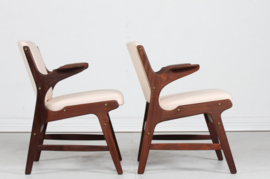 Arne Hovmand-Olsen Pair of Teak Armchairs with Light Colored Fabric, Mid-century Danish Modern 1960s.