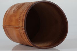 Vintage Wastepaper Basket of Genuine Cognac Colored Core Leather, 1970s