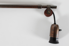 Paavo Tynell Style Adjustable Wall Light of Brass with String Lamp Shade, Vintage Scandinavian Design 1930s