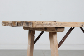 Scandinavian Wabi Sabi Rustic Bench/ Side Table Made Early 20th Century of Pine Wood