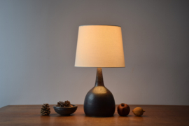 Danish Palshus Tall Table Lamp Brown Rust Glaze with Shade, Modern Ceramic 1960s