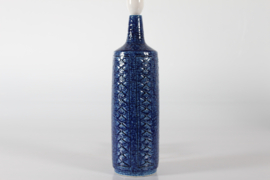 Danish Artistic Palshus Tall Cobalt Blue Table Lamp 1960s with New Lampshade, Mid-century Modern.