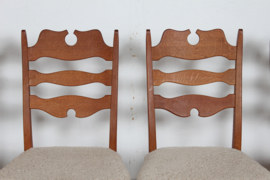Set of 6 Danish Henning Kjærnulf Chairs for EG Furniture. Made of Solid Oak with New Sheepskin, 1970s. Danish Modern Furniture.