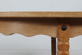 Sold - Danish Round Extendable Dining Table of Oak in Henning  Kjærnulf Manner Ø 120 cm