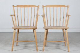 Børge Mogensen Style Pair of Windsor Armchairs of Beech Wood, Denmark 1970s. Danish Modern Furniture.