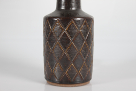 Danish Mid-century Palshus Tall Mocha Brown Table Lamp with New Lampshade, 1960s Mid-century Modern Ceramics