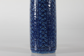 Danish Artistic Palshus Tall Cobalt Blue Table Lamp 1960s with New Lampshade, Mid-century Modern.