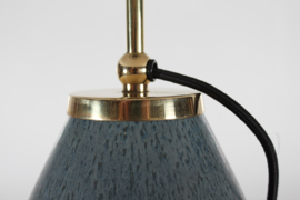 Very Tall Carl-Harry Stålhane Drop Shaped Table Lamp by Rörstrand, Sweden 1960s. Bluish-green Hare´s Fur Glaze and New Shade.