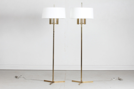 Svend Aage Holm Sørensen Style Pair of Danish Modern Floor Lamps of Brass 1960s