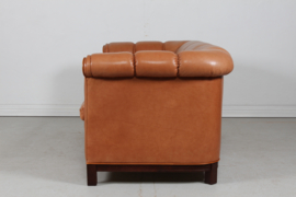 Vintage Chesterfield Sofa/Couch. Frame of Mahogany and Upholstered with Cognac Colored Leather, 1970s Vintage Danish Furniture.