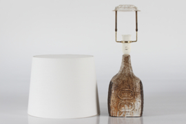 Danish Brutalist by Artist Sejer Ceramic Table Lamp with Brown Glaze + New Shade. Mid-century Ceramics, Unica 1970s.