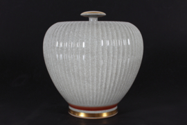 Danish Royal Copenhagen Large Porcelain Lidded Jar with Craclé-Glaze 1950s