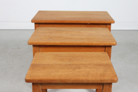 SOLD - Danish Henning Kjærnulf Style Set of Nesting Tables of Solid Oak, 1970s. Vintage Danish Furniture