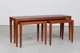 Danish Severin Hansen Set Oblong Nesting Tables of teak by Haslev Furniture 60s