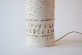 Bitossi Large Table Lamp White Glaze with Shade, Aldo Londi Attributed. Italian Modern Ceramic 1960s