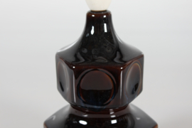 Søholm Sculptural Stoneware Table Lamp with Glossy Dark Glaze by Einar Johansen. Vintage Danish Lightning