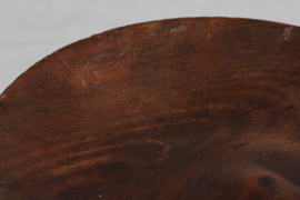 Antique Danish Sculptural Milking Stool Dark Wood 3-Legged, Mogens Lassen Style