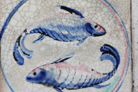 Kähler Rococo Style Table with Zodiac Signs Tiles by Jens Thirslund, Denmark 1930s
