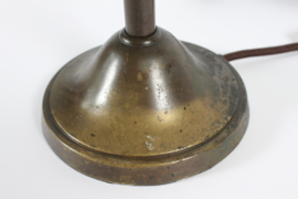 Bauhaus Telescopic and Flexible Desk Lamp of Brass with Brown Patina. In the Style of Christian Dell/Kaiser Idell 1930s.