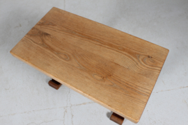 SOLD - Danish Handcrafted Henning Kjærnulf Style Brutalist Coffee Table of Solid Oak 1940s.