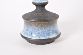 Danish Sculptural Table Lamp Blue Brown Glazed & Unglazed, by Helge Bjufstrøm, Modern Ceramic 1960s - 1970s