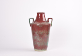 Michael Andersen & Søn Denmark Tall Handled Vase Oxblood & Green Glaze Art Deco Danish Mid-century Ceramic