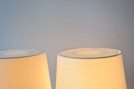 SOLD! Pair of Large Michael Bang for Holmegaard Lamp Art "Asymmetrisk" Midnight Blue Sculptural Glass Table Lamp. Danish Modern Lighting 1970s