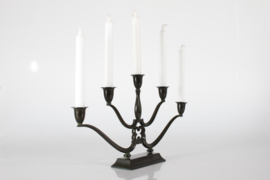 Sold - Danish Just Andersen Art Deco 5-armed Candelabra of Disco Metal No. 1352, Denmark 1930s.