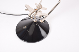 Rare 1960s Hala Zeist Desk Table Lamp Black Lacquer with Mobile Chrome Airplane