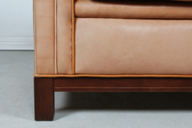 Vintage Chesterfield Sofa/Couch. Frame of Mahogany and Upholstered with Cognac Colored Leather, 1970s Vintage Danish Furniture.