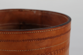 Vintage Wastepaper Basket of Genuine Cognac Colored Core Leather, 1970s